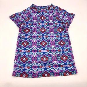 Gymboree Girl's Short Sleeve Rash Guard Swim Top Blue Purple Large 10-12 Stretch - Picture 1 of 7