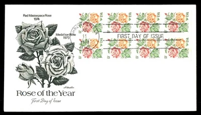 Mayfairstamps US FDC 1978 Louisiana block roses red masterpiece and medallion ro - Image 1 of 2