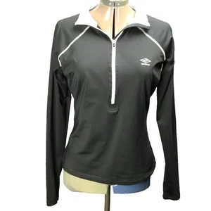 Umbro Performance Top Thumbholes 1/4 Zip Mock Neck Long Sleeve Black L - Picture 1 of 24