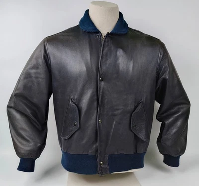 Chevignon Lederjacke Port Avion anthrazit Gr. S vintage 80s 90s Porte - Bild 1 von 4
