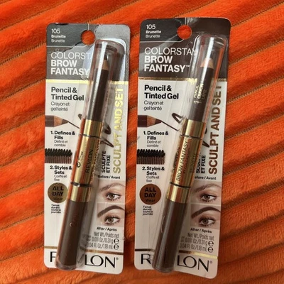 Lot Of 2 Revlon Brow Fantasy Pencil & Gel - 105 Brunnete Free Shipping - Image 1 of 4