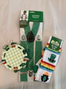 Lot Of St Saint Patrick’s Day Piper K Hair Clips Socks Suspenders Green Rainbow - Picture 1 of 9