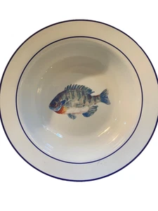 Große runde Servierschale La Mer Fisch von Williams Sonoma Top Zustand - Bild 1 von 8