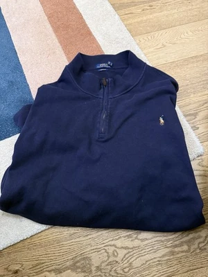 Polo Ralph Lauren Estate Rib Quarter Zip Pullover Jumper 6XB 6XL Navy - Image 1 of 3