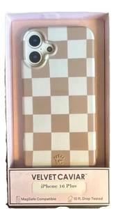 VELVET CAVIAR - Magsafe Case for Apple iPhone 16 Plus- Checker Nude White Tan - Picture 1 of 2