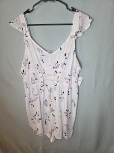 Arizona Jean Co Womens Sz XL Floral Ruffle Sleeveless Smocked Back Romper NWT - Picture 1 of 11