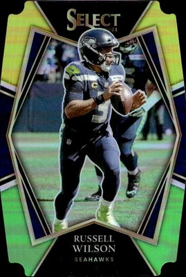 2021 Panini Select #130 Russell Wilson Green and Yellow Prizm Die Cut - Image 1 of 2