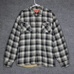 Wrangler Men's Sherpa Lined Plaid Flannel Shirt Jacket Size 2XL Utility Warm - Picture 1 of 5