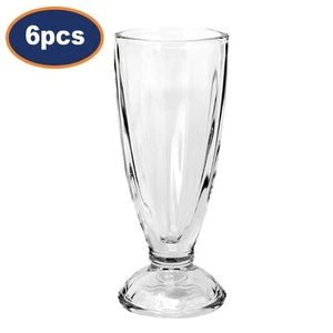 Sundae Glass Milkshake Tall Dessert Smoothie Cup Footed Soda Fountain 340ml 6Pcs - Picture 1 of 7