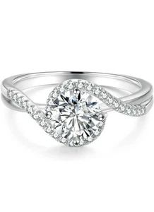 1.0 Ct  Round Cut Lab Created Diamond Ring 14k White Gold Plated US Size 5 - Picture 1 of 6