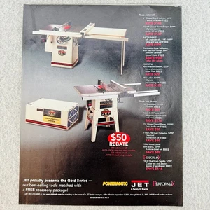 Jet Gold Series Woodworking Tools Print Ad 2001 Table Saw - Picture 1 of 1