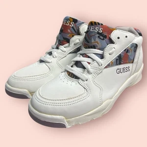 Vintage Guess sportliche Graffiti Sneaker Schuhe Damen 8 weiß SELTEN 90er mittelhoher Karton - Bild 1 von 8