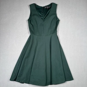 Abito donna Lulus Hello World piccolo verde scuro midi fit e svasato senza maniche - Foto 1 di 8
