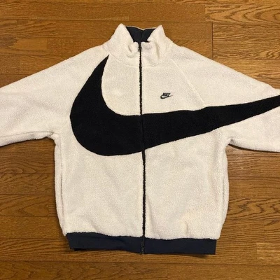 Nike Fullzip Reversible Boa Jacket Big Swash White x Black Size:2XL Used - Image 1 of 4