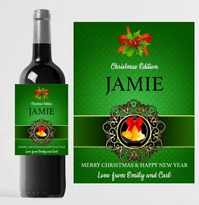 Personalised Christmas wine bottle label, /XMAS GIFT/ Any occasion/New year - Picture 1 of 8