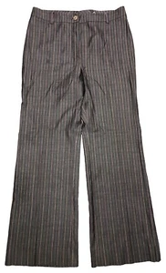 Bernard Zins Paris Hose Damen 8 grau gestreift Wolle Seide Made in France *defekt - Bild 1 von 16