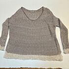 Free People Knitted Sweater Tunic Loose Knit L Over Sized L Knitted Trim Cotton
