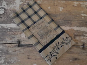New Primitive "Homestead Farm" Sheep Wool Farmhouse Table Runner Kitchen Towek - Picture 1 of 5