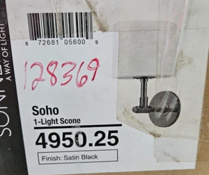 SONNEMAN SOHO LIGHT WALL SCONCE R376430 SATIN BLACK 4950.25 - Picture 1 of 1