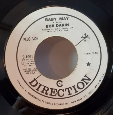 Bob Darin BABY MAY / SWEET REASONS (PROMO ROCK 45) #4001 PLAYS VG++ Foto 1 de 4