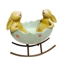 Spring Easter Laughing Bunny Rabbits Rocking in an Egg Cradle Vintage Rustic ...