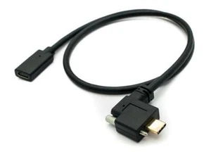 USB 3.1 Cable 60 CM Type C Plug To Socket Screw Angle Adapter IN - Zdjęcie 1 z 4