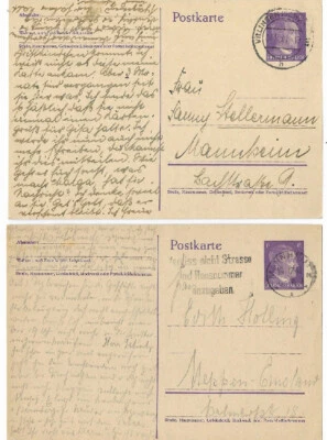 Germany: 1941; Postal Stationery 2, Hitler stamp violet WW2, EBA163 - Image 1 of 2