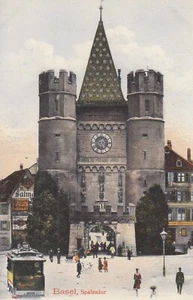 Basel Spalentor AK uralt Tram Passanten Suisse Schweiz 2404333 - Picture 1 of 2