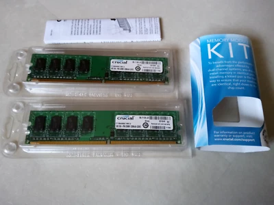 CRUCIAL CT12864AA667 1GB DDR2 PC2-5300DIMM 240 PIN ( 2x 1GB KIT) - Image 1 of 2