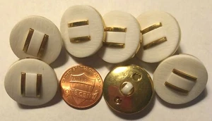 7 Shiny Gold Tone & Off-white Plastic Shank Buttons Just Over 13/16" 21mm 9661 - Picture 1 of 1