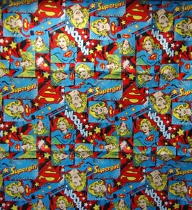 DC Comics Supergirl red/blue cotton fabric - by the HALF yard - Picture 1 of 3