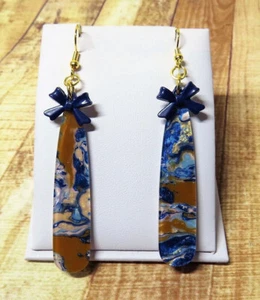 MOULDED ACRYLIC EARRINGS - LONG MARBLED DROPS - 78x14 mm - INCL.P&P.....SM1636 - Picture 1 of 2
