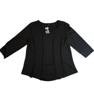 Blusa Sami & Jo Para Mujer XL Negra Acanalada Preppy Informal Gótica Punk Cuello en V Top - Imagen 1 de 12
