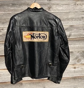 Vintage Shields Cafe Racer Jacket Norton Back Patch Lightning Zips Flat Track - Picture 1 of 11