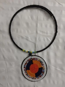 Handmade handcrafted African Choker Beaded Necklace with Pendant - Picture 1 of 6