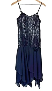 Abito da cocktail party ballo vintage anni 80 90 nero paillettes vita bassa taglia SMALL - Foto 1 di 9