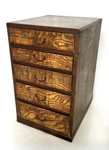 Japanese Vintage SHOWA retro Small TANSU Small chest W28.5cm Rare wood grain - Picture 1 of 10