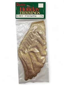 Angel Wings Holiday Trimmings Gold Sparkle 6 Inch Doll Making Vintage Craft - Picture 1 of 2