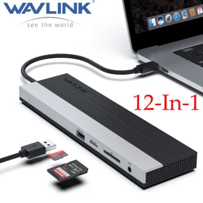 WAVLINK Estación de Acoplamiento para Portátil Triple Pantalla HDMI/DP/VGA USB C Hub Tipo C Dock 100W PD