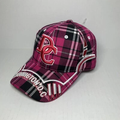 Boné de beisebol bordado City Hunter Washington DC chapéu xadrez rosa gancho e laço - Imagem 1 de 4
