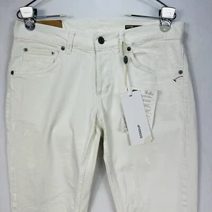 Dondup Ritchie Jeans Mens 34 x 30 White Painted Stretch Button Fly NWT - Picture 1 of 15