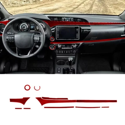 11Pcs Red Carbon Fiber Center Dashboard Cover Trim For Toyota Hilux 2015-2021  Foto 1 de 4
