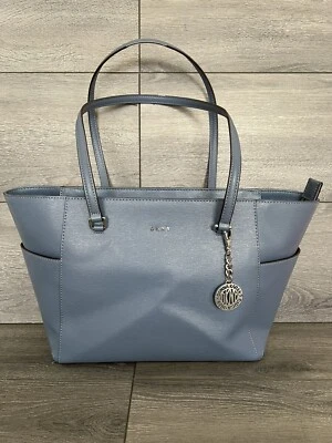 Dkny Sutton Leather Bryant Medium Tote Royal Blue Silver - Image 1 of 4