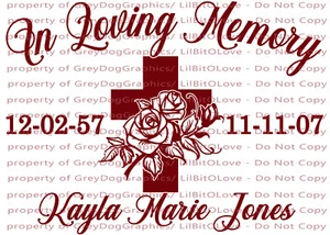 In liebevoller Erinnerung Kreuz mit Rosen Vinyl Aufkleber Blumen christlicher Name Jahre - Bild 1 von 23