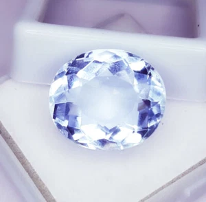 Loose Gemstone Blue Topaz 12.62 Ct Certified Oval Shape AAA+ Quality Transparent - Picture 1 of 10