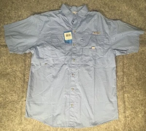 Columbia PFG Bonehead Short Sleeve Fishing Shirt Blue Mens Medium NWT - Picture 1 of 9