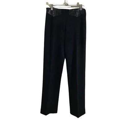 Pantalones pantalón Iceberg para mujer mezcla de lana negro ribete cuero EU 42 Foto 1 de 4