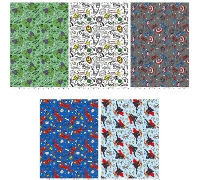 Paquete de 5 preguntas frecuentes de tela de algodón Fat Quarter Super Hero Marvel Avengers Foto 1 de 3