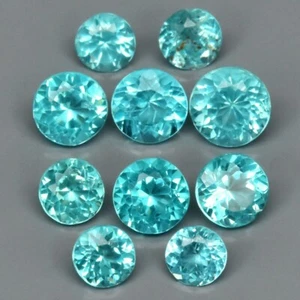 APATITE 10 Pcs Set 2.61ct Blue Neon Round 3.3 to 4.6mm VS Clarity Paraiba Brazil - Picture 1 of 24