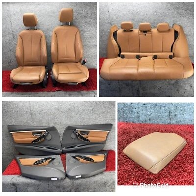 BMW 2012-2018 F30 Terra Brown Sport Heated Seats & Panels Assembly Set OEM 46K - Image 1 of 4